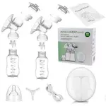 Double Pump Electric Portable Manual Breast Pump with 2 Bottles – Thumbnail 5