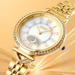 SKMEI 1658 Star Moon Dial Design Ladies Wristwatch – Dial Color: White, Strap Color: Gold  – Thumbnail 3