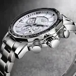 LIGE 9871 Stainless Steel Analog Quartz Casual Men's Watch – Dial Color: White, Strap Color: White – Thumbnail 2