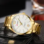 Curren 8434 Stainless Steel Analog Simple Classic Men's Watch – Dial Color: White, Strap Color: Gold  – Thumbnail 3