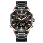 NAVIFORCE NF9136 Stainless Steel Dual Time Men's Watch – Dial Color: Rose, Strap Color: Black – Thumbnail 1