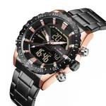 NAVIFORCE NF9136 Stainless Steel Dual Time Men's Watch – Dial Color: Rose, Strap Color: Black – Thumbnail 2