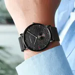 CRRJU 2163 Minimalist Stainless Steel Multifunctional Analog Quartz Men's Watch – Dial Color: Black, Strap Color: Black – Thumbnail 2