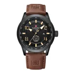 NAVIFORCE NF9229 Youth Retro Fashion Luminous Quartz Men's Watch – Dial Color: Yellow, Strap Color:  Brown  – Thumbnail 1