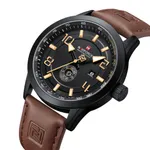 NAVIFORCE NF9229 Youth Retro Fashion Luminous Quartz Men's Watch – Dial Color: Yellow, Strap Color:  Brown  – Thumbnail 2