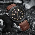 NAVIFORCE NF9229 Youth Retro Fashion Luminous Quartz Men's Watch – Dial Color: Yellow, Strap Color:  Brown  – Thumbnail 3