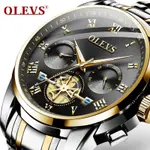 OLEVS 2859 Steampunk Style Stainless Steel Waterproof Men's Chronograph Watch – Dial Color: Black, Strap Color: White Gold – Thumbnail 3
