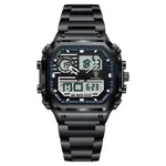 Poedagar 993 Sports Waterproof Dual Display Men’s Watch – Dial Color: Black, Strap Color: Black – Thumbnail 1
