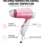 Kemei KM-6830 Dry Care Essential Foldable Hair Dryer – Color: Pink – Thumbnail 3