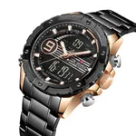 Naviforce NF9146 Double Time Waterproof Dual LCD Quartz Men's Watch  – Dial Color: Rose, Strap Color: Black – Thumbnail 2