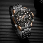 Naviforce NF9146 Double Time Waterproof Dual LCD Quartz Men's Watch  – Dial Color: Rose, Strap Color: Black – Thumbnail 3
