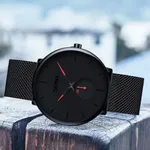 SKMEI 9185 Quartz 30M Waterproof  Men's Watch – Dial Color: Red, Strap Color: Black – Thumbnail 4