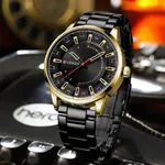 Curren 8406 Luxury Stainless Steel Quartz Casual Fashion Men's Watch – Dial Color: Black Gold, Strap Color: Black – Thumbnail 4