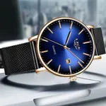 LIGE 9934 Analog Stainless Steel Mesh Belt Luxury Women's Watch – Dial Color: Blue, Strap Color: Black – Thumbnail 3