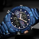 Naviforce NF9146 Double Time Waterproof Dual LCD Quartz Men's Watch  – Dial Color: Blue, Strap Color: Blue – Thumbnail 3