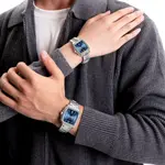 NAVIFORCE NF9239 Square Stainless Steel Water-Resistant Quartz Calendar Elegant Romantic Couple’s Watch – Dial Color: Blue, Strap Color: Silver – Thumbnail 2