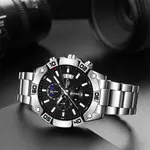 Nibosi 2502 Luxury Stainless Steel Strap With Luminous Men's Watch – Dial Color: Silver, Strap Color: Silver – Thumbnail 3