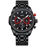 Nibosi 2508 Luxury Stainless Steel Luminous Needles Men's Watch – Dial Color: Black, Strap Color: Black – Thumbnail 1