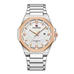 NAVIFORCE NF9245 Steel Strap Polygonal Design Analog Men's Watch – Dial Color: Silver, Strap Color: Silver – Thumbnail 1