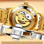 Olevs 9901 Diamond Hour Marker Stainless Steel Hollow Mechanical Men's Watch – Dial Color: Gold, Strap Color: Gold  – Thumbnail 4