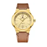 NAVIFORCE NF9233 Genuine Leather Strap Quartz Comfortable Men's Watch – Dial Color: Gold, Strap Color:  Brown  – Thumbnail 1