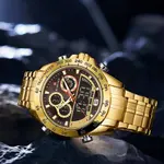 Naviforce NF9188 Luxury Stainless Steel Strap Analog Digital Sports Men's Watch – Dial Color: Gold, Strap Color: Gold  – Thumbnail 3