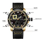 Naviforce NF9236 Military Style Comfortable Leather Strap Dual Movement Sports Men’s Watch – Dial Color: Gold, Strap Color: Black – Thumbnail 5