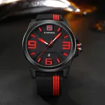 NAVIFORCE 9098 Quartz Sport Waterproof Silicone Men's Watch – Dial Color: Red, Strap Color: Black – Thumbnail 3
