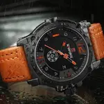 Naviforce NF9099 Luxury Leather Strap Chronograph Casual Male Fashion Watch – Dial Color: Black, Strap Color: Orange – Thumbnail 4