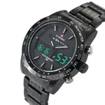 Naviforce NF9024 Luxury Stainnless Steel Dual Display Sport Men's Watch – Dial Color: White, Strap Color: Black – Thumbnail 2
