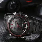 Naviforce NF9024 Luxury Stainnless Steel Dual Display Sport Men's Watch – Dial Color: Red, Strap Color: Black – Thumbnail 3
