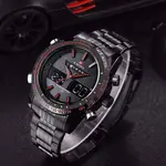 Naviforce NF9024 Luxury Stainnless Steel Dual Display Sport Men's Watch – Dial Color: Red, Strap Color: Black – Thumbnail 4