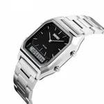 Skmei 1220 Stianless Steel Dual Display Digital Men's Watch – Dial Color: Black, Strap Color: Silver – Thumbnail 2