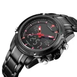 NAVIFORCE NF9050 Stainless Steel Dual Time Wrist Men's Watch – Dial Color: Red, Strap Color: Black – Thumbnail 2