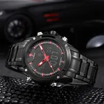 NAVIFORCE NF9050 Stainless Steel Dual Time Wrist Men's Watch – Dial Color: Red, Strap Color: Black – Thumbnail 3