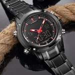 NAVIFORCE NF9050 Stainless Steel Dual Time Wrist Men's Watch – Dial Color: Red, Strap Color: Black – Thumbnail 4