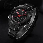 NAVIFORCE NF9050 Stainless Steel Dual Time Wrist Men's Watch – Dial Color: Red, Strap Color: Black – Thumbnail 5