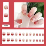 Front White Border Flower Print Artificial Fake Nail 24pc – Thumbnail 3