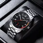 nibosi 2528 Luxury Stainless Steel Analog Men's Watch – Dial Color: Black, Strap Color: Silver – Thumbnail 2