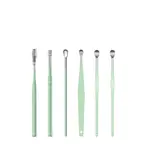 6pcs Ear Cleaning & Pick Set Portable Stainless Steel Set With Lather Case – Color: Green – Thumbnail 2