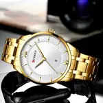 Curren 8356 Luxury Stainless Steel Analog Men's Watch – Dial Color: White Gold, Strap Color: Gold – Thumbnail 3