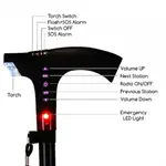 Smart LED Flash Light, Alarm & FM Radio with Walking Stick  – Thumbnail 4