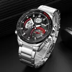 Skmei 1889 Dual Display Chronograph Stainless Steel Men's Watch – Dial Color: Red, Strap Color: Silver – Thumbnail 3