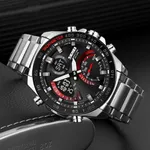 Skmei 1889 Dual Display Chronograph Stainless Steel Men's Watch – Dial Color: Red, Strap Color: Silver – Thumbnail 4
