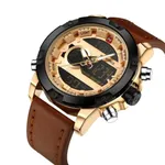 Naviforce NF9097 Luxury Brand Dual Display Sports Men's Watch – Dial Color: Rose, Strap Color:  Brown  – Thumbnail 2