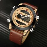 Naviforce NF9097 Luxury Brand Dual Display Sports Men's Watch – Dial Color: Rose, Strap Color:  Brown  – Thumbnail 4