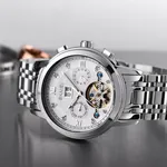 SKMEI M029 Mechanical Automatic Luxury Watch for Men – Dial Color: White, Strap Color: Silver – Thumbnail 3