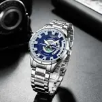 Nibosi 2383 Multifunctional Stainless Steel Fashionable Chronograph Analog Men's Watch – Dial Color: Blue, Strap Color: Silver – Thumbnail 3