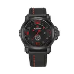 Naviforce NF9099 Luxury Leather Strap Chronograph Casual Male Fashion Watch – Dial Color: Red, Strap Color: Black – Thumbnail 1