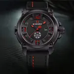 Naviforce NF9099 Luxury Leather Strap Chronograph Casual Male Fashion Watch – Dial Color: Red, Strap Color: Black – Thumbnail 4